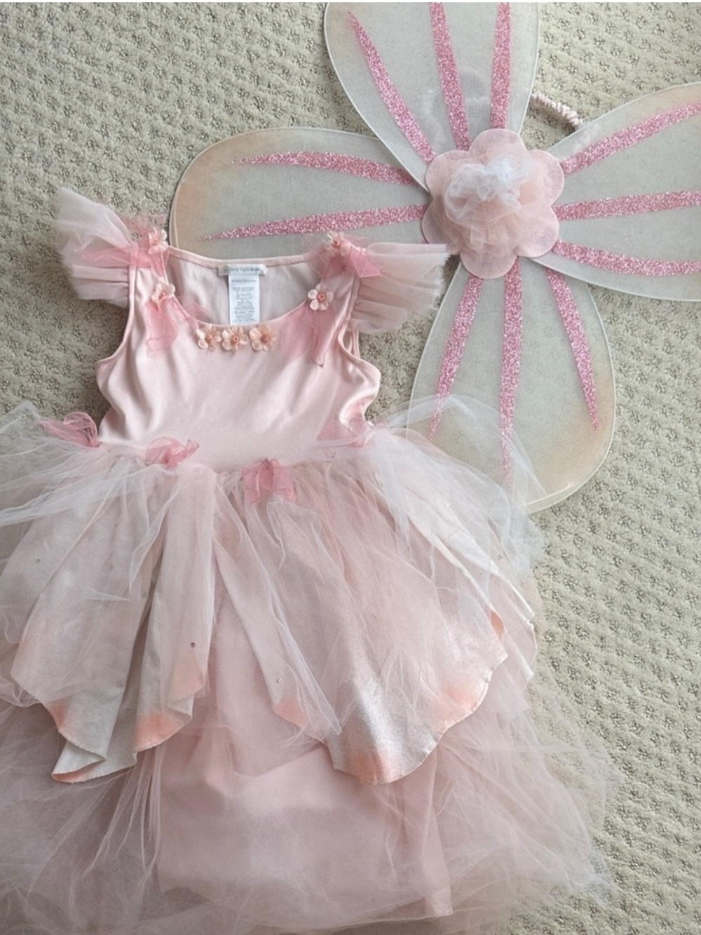Pottery Barn Pink Tulle Fairy Dress with Matching Wings size 7/8T